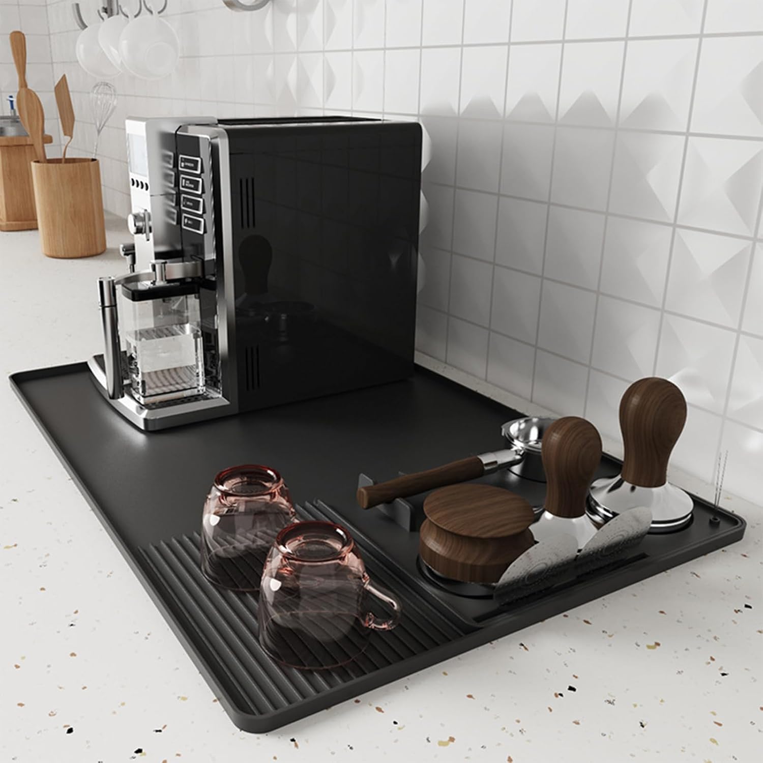 Bar Mat Rubber - 3-in-1-Kaffeematte aus Silikon, multifunktionale, rutschfeste Barmatte